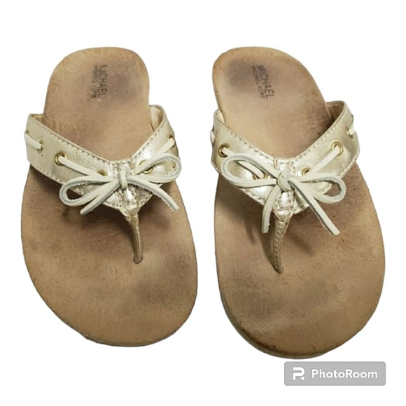 Michael Michael Kors sz 7.5 gold thong Sandals leather support - Picture 5 of 12